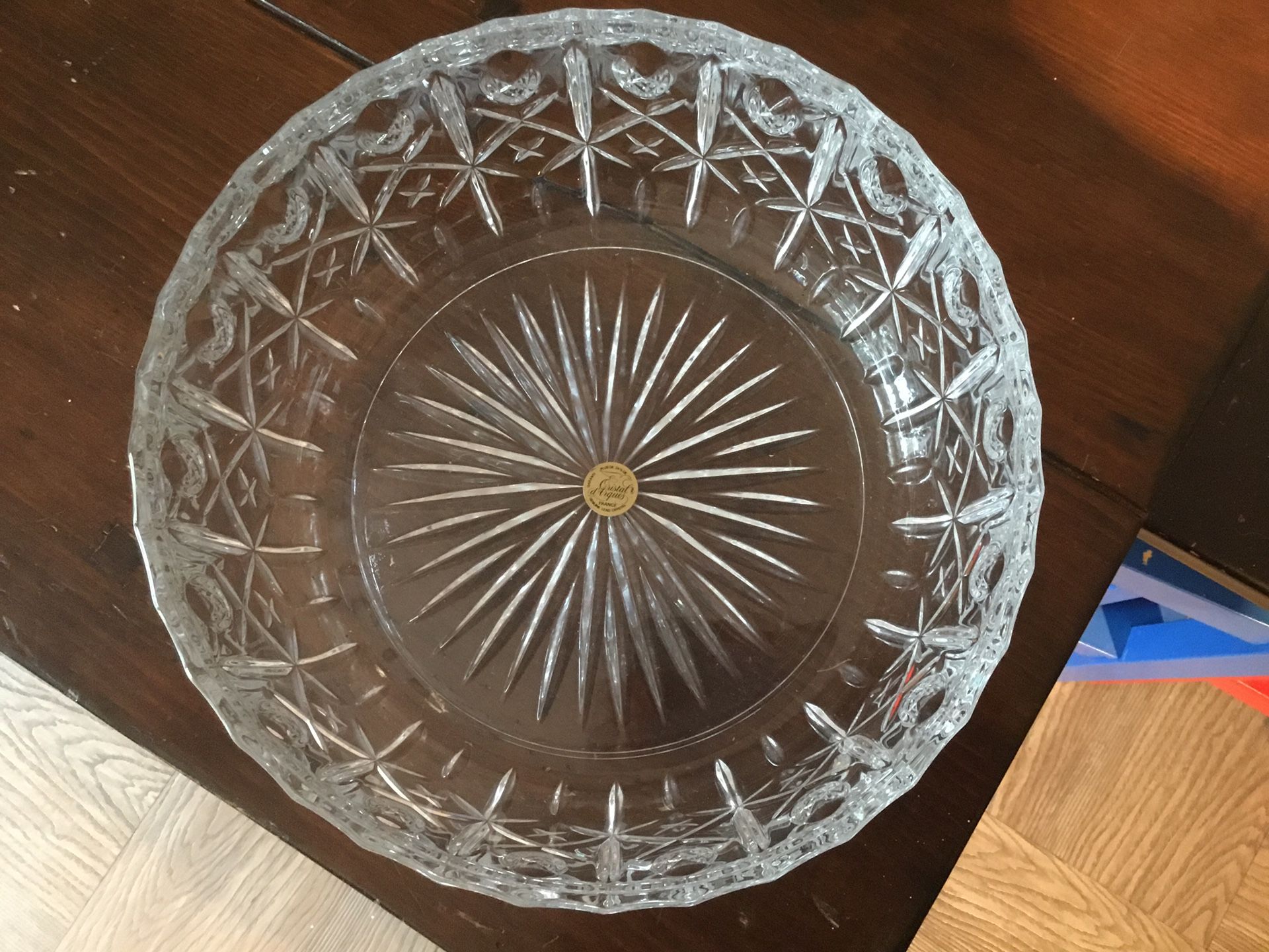 Lead Crystal Bowl, Made in France, 10” by 14”. Never used.