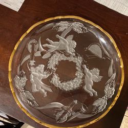 15inch Angel Platter Frosted With Gold Rim 
