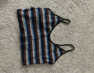 Striped Ribbed Crop Tank Top