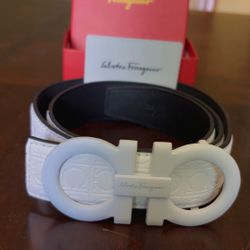 All White Ferragamo Belt