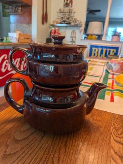 Vintage MCM USA stoneware brown Drip O lator coffee pot, tea pot mid century ceramic, pottery