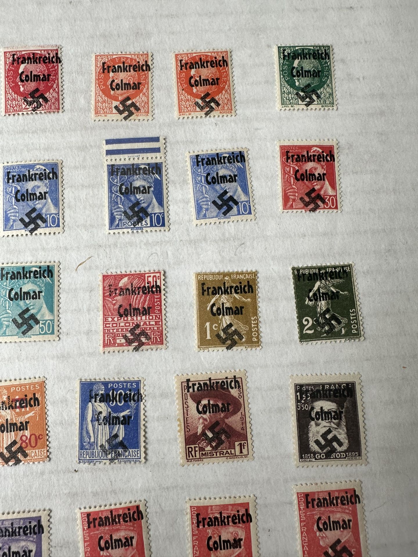German France Overprint Collection Of 32 Colmar Stamps Unused