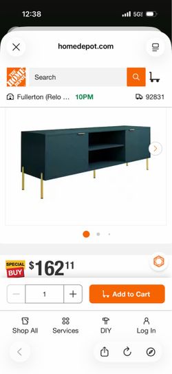 59 in. Green TV Stand for TVs Up to 65 in. LED Entertainment Center with Cabinet