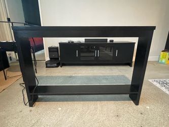 Modern Black Console Table with Built-In Power & USB Ports, Set of 2