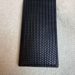 Premium Black Genuine Leather Woven Long Wallet Card Holder Organizer