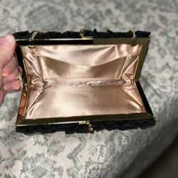 Vintage 50s Chiffon Satin Clutch Bag & Coach Zip Wallet