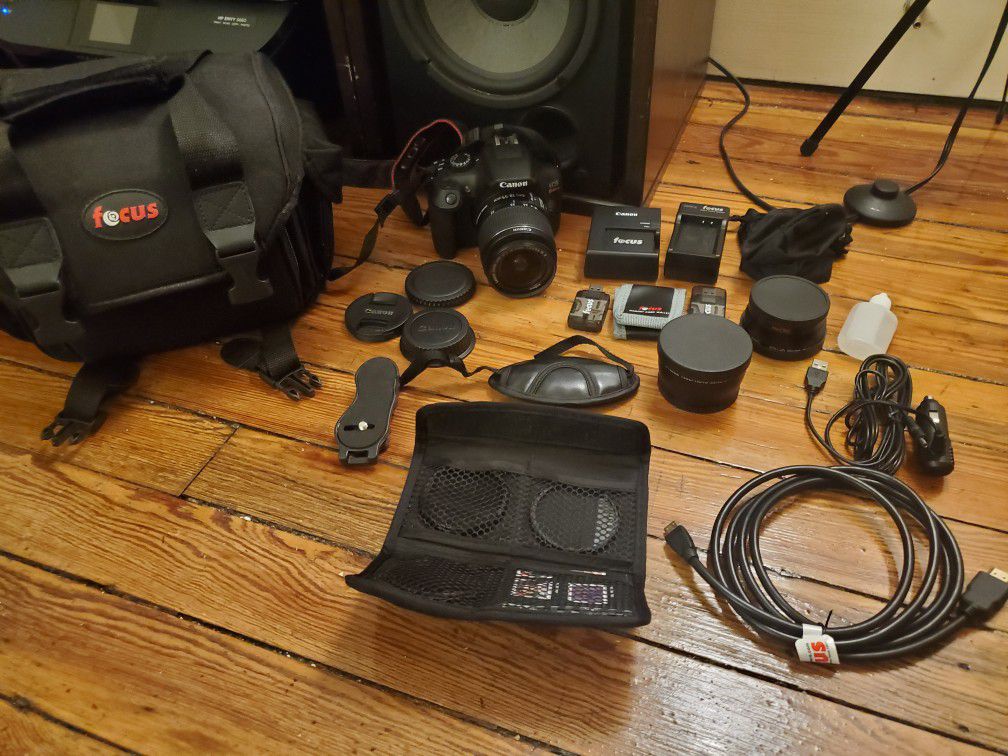 Canon rebel t5, lenses, and tons of accessories