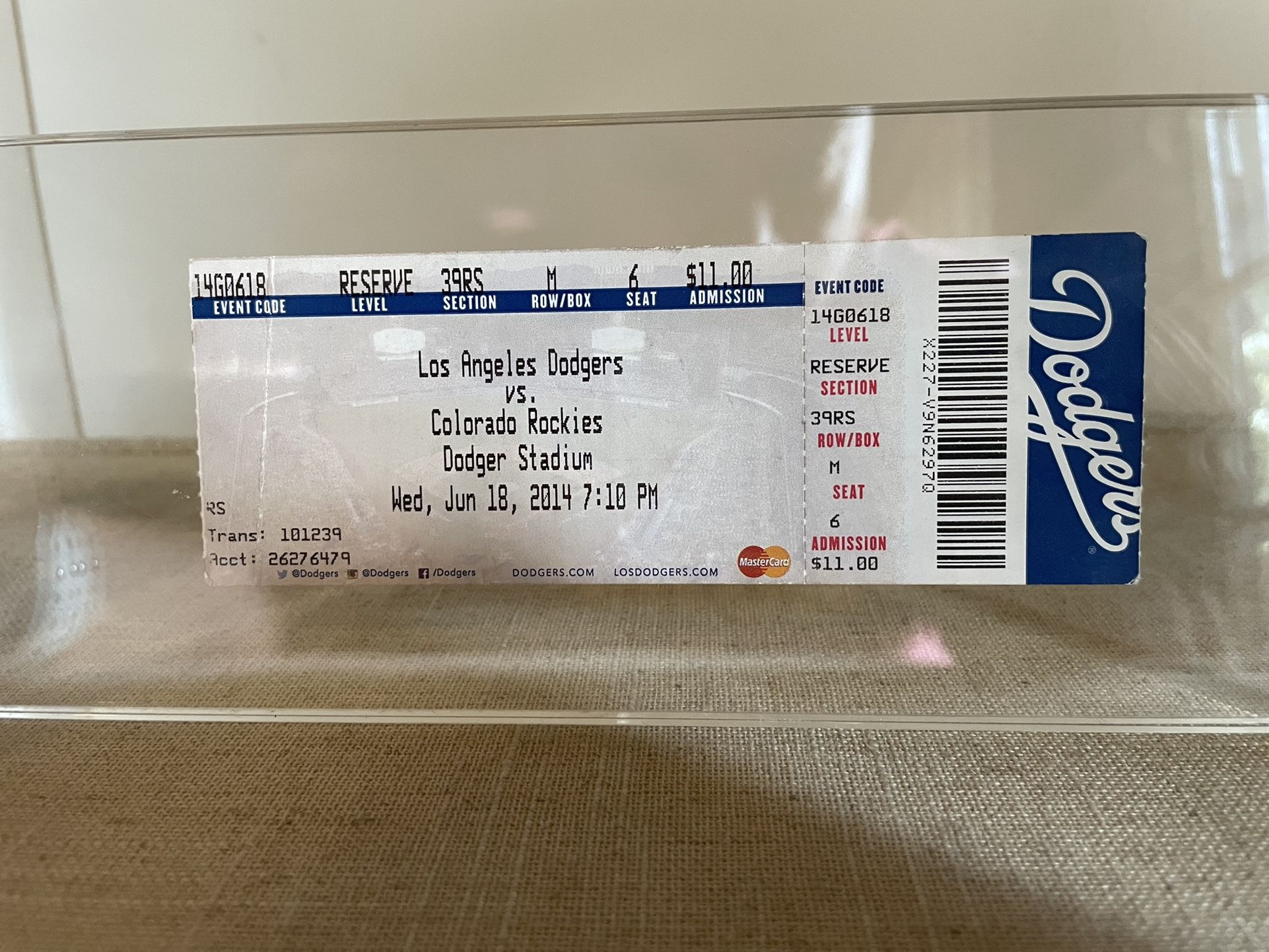 RARE Dodgers Clayton Kershaw No Hitter Ticket Stub 