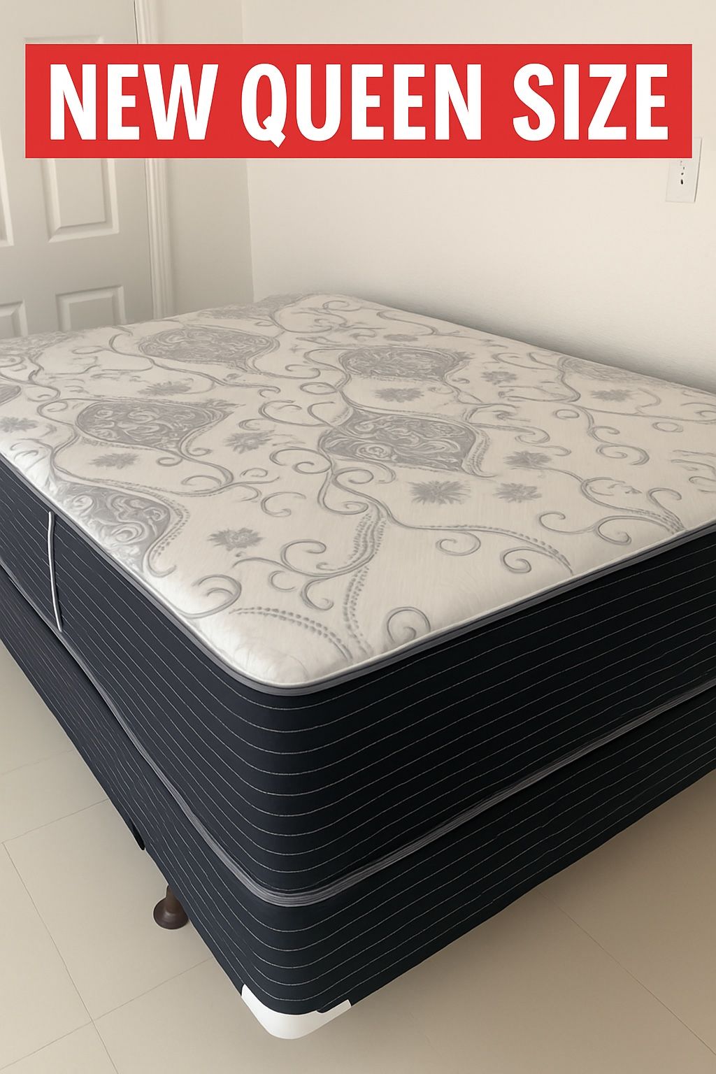 New Queen Mattress And Box Spring 2pc Bed Frame  Is Not Included 