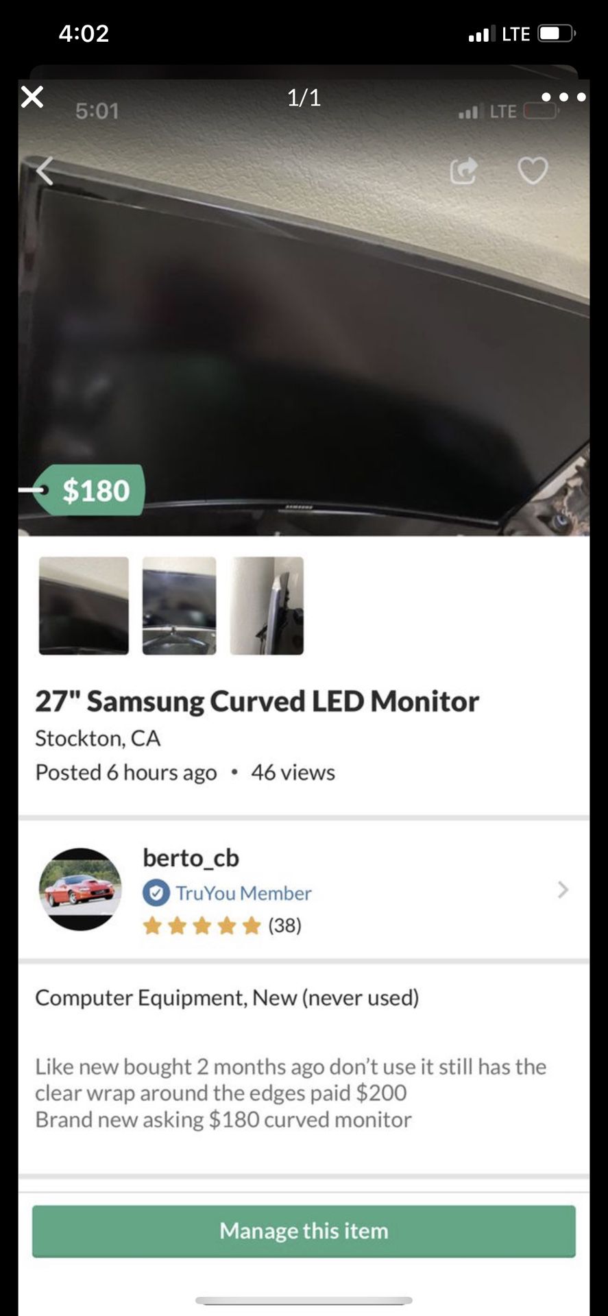 Samsung curved led monitor 27 inch
