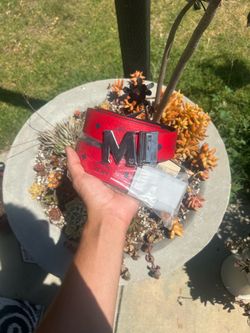 MCM Red Visetos Belt with M Buckle