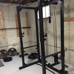 Power Rack With Weights And Olympic Bar 