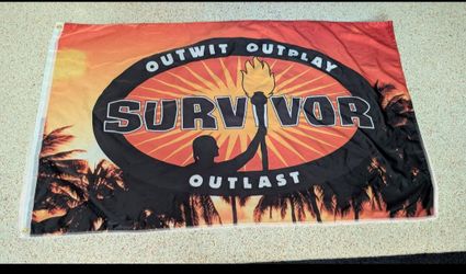 RARE SURVIVOR TV SERIES MEMORABILIA FLAG 36X 58 - OUTWIT OUTPLAY OUTLAST