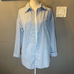 Y2K Light Blue Pinstripe Button Up Shirt