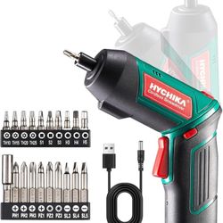 HYCHIKA Electric Screwdriver, 6N.m and 2000mAh 3.6V Cordless Screwdriver with 20 Accessories