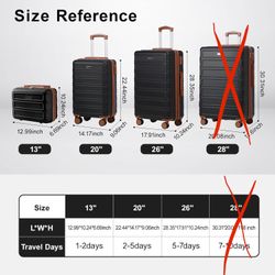 Luggage Set of 3 Expandable ABS Travel Suitcase Set TSA Lock Hardshell Durable Lightweight Traveling Luggage Sets Gift for Back to School (Black, 26in