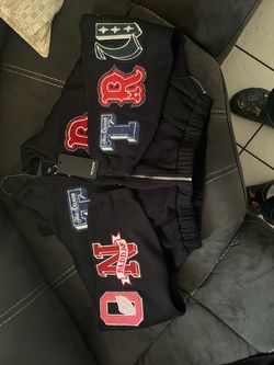 True Religion Black Tracksuit Set with Patches