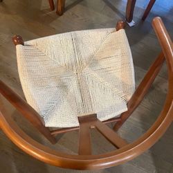 4 solid wood wishbone dining chairs