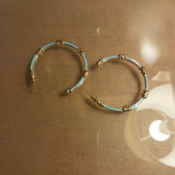 Aqua Gold Hoop Earrings #230