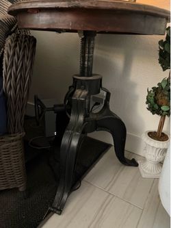 Vintage repurposed mechanical gear driven end table