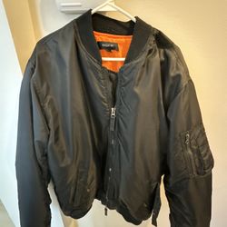 Mens Bomber Jacket “Ring Of Fire” Size XL Used Twice 
