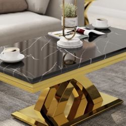 Modern Gold & Black Coffee Table Set (2 Pieces) 