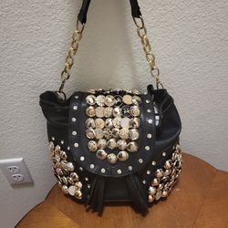 Embellished Tassel Faux Leather Backpack

