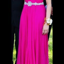 Jovani Strapless Pink Dress With Waist Embellishment