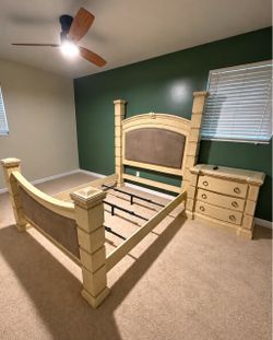 Four-Poster Bed Frame and Nightstand Set