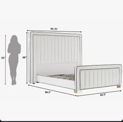 King Upholstered Bed Frame with Tall Headboard