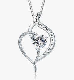 Forever Connected Mother & Son Necklace – Heart Pendant Gift for Mom, Sterling Silver Jewelry for Mother's Day or Birthday