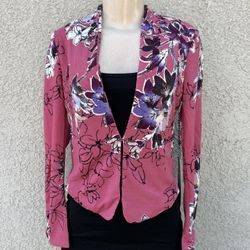 Pink Floral Blazer Jacket- Medium