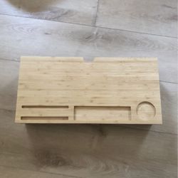 Bamboo Monitor Stand With Drawers