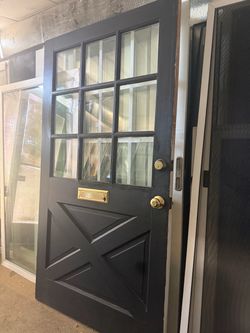 Solid wood Vintage Door with Glass 42” wide x 79” tall