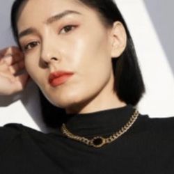 Sweater Chain Choker Necklace 18k double Sides