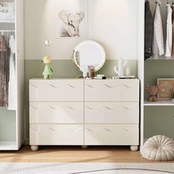 Brand New Cream White 6 Drawer Dresser Factory Sealed