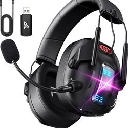 Wireless Gaming Headset for PS5, PS4, PC, USB Over Ear Gaming Headphones with Noise Canceling Mic, Bluetooth 5.3, 100H Battery, Low Latency, Foldable 