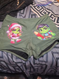 Green Christmas Character Graphic Shorts