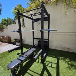 New Vesta Pr3000 Squat Rack | 230lbs Bumper plates | Adjustable Bench | Barbell | Plus Attachments Seen | FREE DELIVERY 🚚