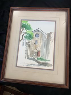 Church Original art painting watercolor