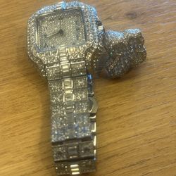 VVS ARABIC NUMERAL ICED OUT WATCH AMD RING 