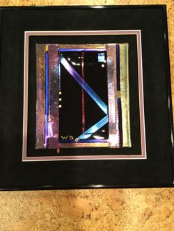 Unique framed blown glass artwork
