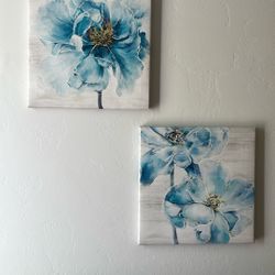 Floral Art Canvas Pieces (2) 
