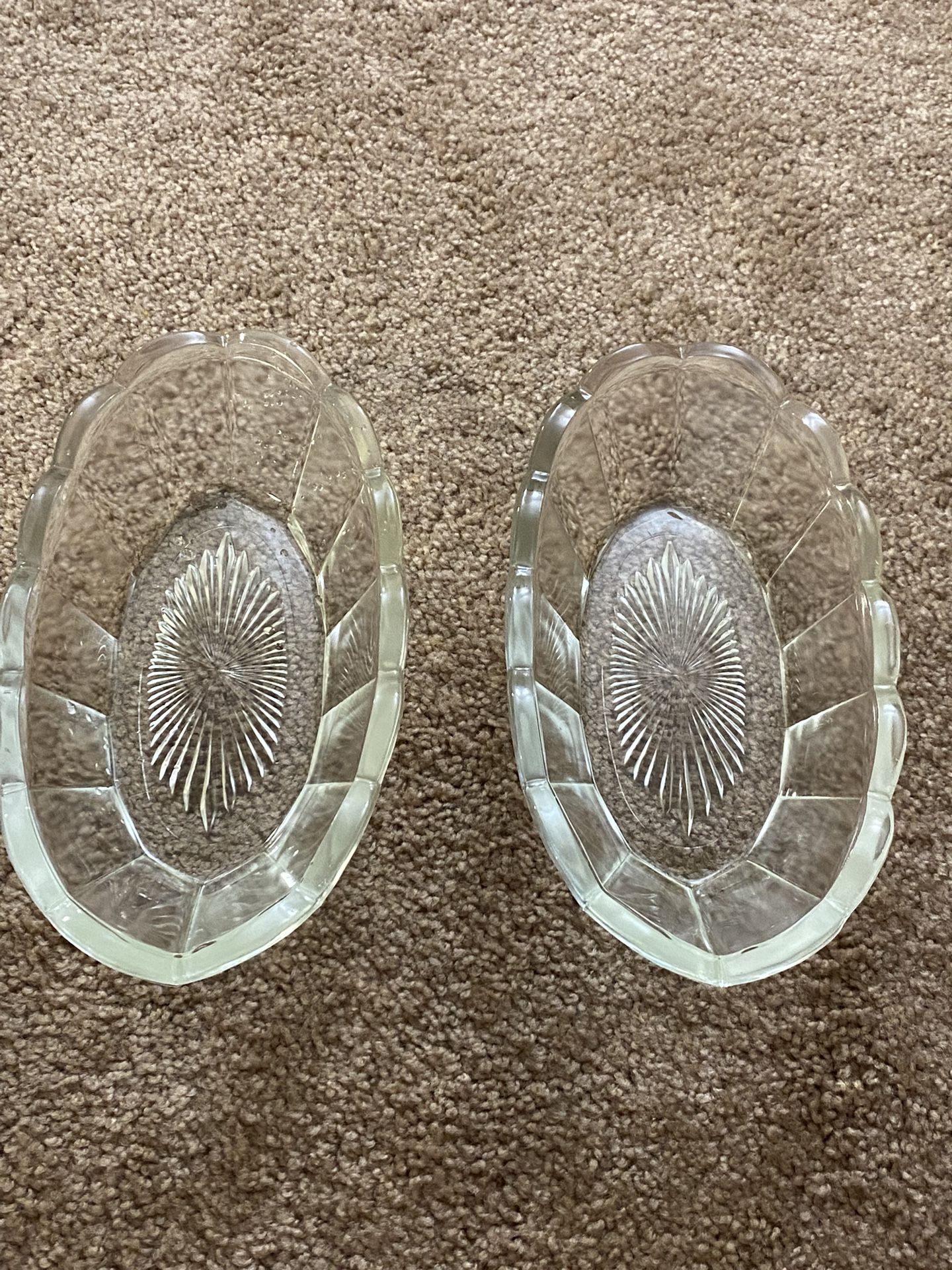 Vintage Large clear pressed GLASS boat shape BOWL dish celery serving depression