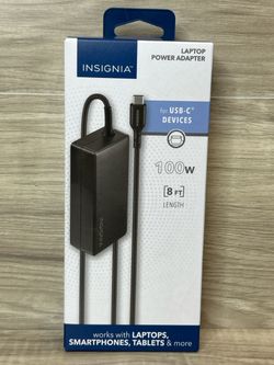 Insignia 100W USB-C Laptop Power Adapter for Laptops and Smartphones (PO1025706)