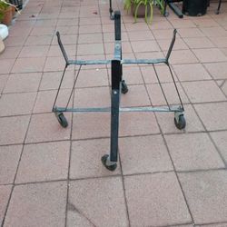 Industrial Steel Pot Holder For Plants Or Things To Elevate Or Mover Wheels Super Strong Approximately 2 Feet Wide Over 2 Feet Tall