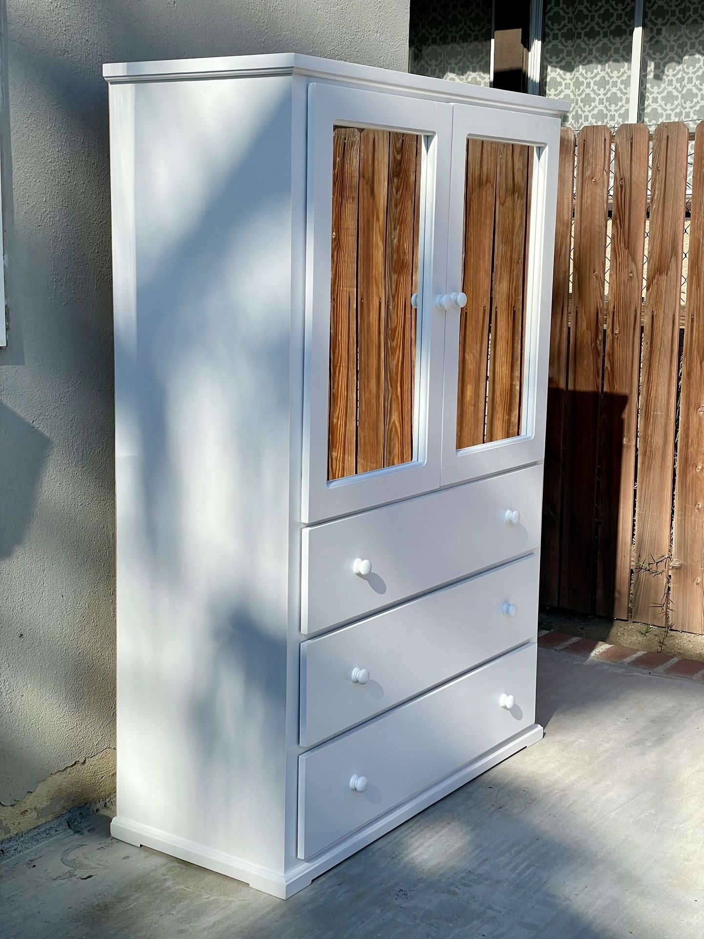 Solid Wood White Wardrobe Closet