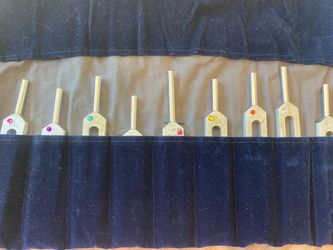 Bio sonic Complete Solfeggio Tuning Fork Set of 9 with original Velvet bag - like new