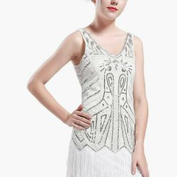 Brand New Never Worn White 1920s Flapper Dress