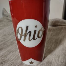 Rare Starbucks Ceramic 12 Oz Ohio Gold Star Hot Drink Tumbler
